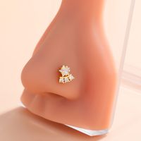 Classic Style Hippocampus Bow Knot Stainless Steel Copper Polishing Plating Inlay Zircon 18k Gold Plated Nose Studs sku image 2