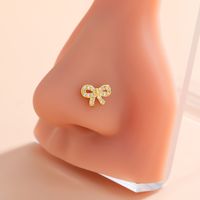 Classic Style Hippocampus Bow Knot Stainless Steel Copper Polishing Plating Inlay Zircon 18k Gold Plated Nose Studs sku image 9