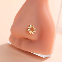 Classic Style Hippocampus Bow Knot Stainless Steel Copper Polishing Plating Inlay Zircon 18k Gold Plated Nose Studs sku image 8