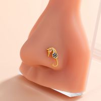 Classic Style Hippocampus Bow Knot Stainless Steel Copper Polishing Plating Inlay Zircon 18k Gold Plated Nose Studs sku image 18