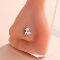 Classic Style Hippocampus Bow Knot Stainless Steel Copper Polishing Plating Inlay Zircon 18k Gold Plated Nose Studs sku image 1