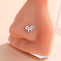 Classic Style Hippocampus Bow Knot Stainless Steel Copper Polishing Plating Inlay Zircon 18k Gold Plated Nose Studs sku image 5