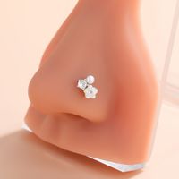 Classic Style Hippocampus Bow Knot Stainless Steel Copper Polishing Plating Inlay Zircon 18k Gold Plated Nose Studs sku image 11