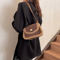 Women's Pu Leather Suede Solid Color Basic Classic Style Sewing Thread Square Flip Cover Fashion Backpack main image 8