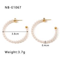 1 Paire Vacances Style Moderne Style Simple Forme C Perlé Placage Incruster Acier Inoxydable 304 Perles Artificielles Strass Plaqué Or 18K Boucles D'Oreilles main image 2