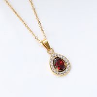 Classic Style Water Droplets Stainless Steel Plating Inlay Zircon Gold Plated Pendant Necklace main image 2