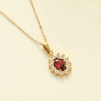 Classic Style Water Droplets Stainless Steel Plating Inlay Zircon Gold Plated Pendant Necklace main image 5