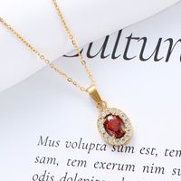 Classic Style Water Droplets Stainless Steel Plating Inlay Zircon Gold Plated Pendant Necklace main image 3