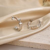 1 Pair Modern Style Cool Style C Shape Plating Inlay Copper Zircon 18k Gold Plated Ear Studs main image 5