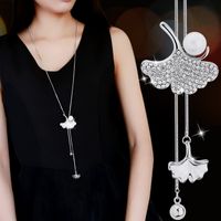 Elegant Ginkgo Leaf Alloy Inlay Artificial Pearls Glass Women's Sweater Chain main image 3