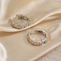 1 Pair Classic Style Circle Plating Inlay Copper Zircon 18k Gold Plated Earrings main image 3