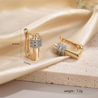 1 Pair Retro Luxurious Square Plating Inlay Copper Zircon 18k Gold Plated Earrings main image 2