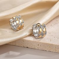 1 Pair Luxurious C Shape Plating Inlay Copper Zircon 18k Gold Plated Earrings main image 5
