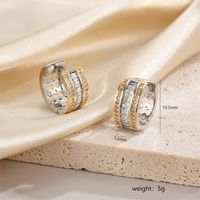1 Pair Luxurious C Shape Plating Inlay Copper Zircon 18k Gold Plated Earrings sku image 7