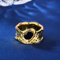 Vintage Style Rock Solid Color Copper 18k Gold Plated Zircon Rings In Bulk main image 1