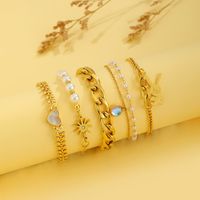 Sweet Rabbit Sun Heart Shape Titanium Steel 18K Gold Plated Artificial Gemstones Bracelets In Bulk main image 1