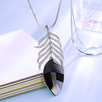 Streetwear Leaf Alloy Copper Inlay Glass Women's Sweater Chain main image 7