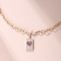 Xuping Shiny Heart Shape Copper 18k Gold Plated Artificial Rhinestones Pendant Necklace In Bulk main image 3
