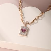Xuping Shiny Heart Shape Copper 18k Gold Plated Artificial Rhinestones Pendant Necklace In Bulk main image 5