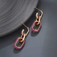 1 Pair Elegant Lady Xuping Geometric Chain Plating Inlay Alloy Copper Alloy Artificial Gemstones 18k Gold Plated Drop Earrings main image 4