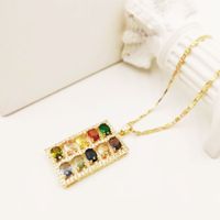 Ig Style Simple Style Rectangle Titanium Alloy Inlay Crystal Women's Pendant Necklace main image 1
