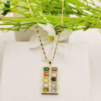 Ig Style Simple Style Rectangle Titanium Alloy Inlay Crystal Women's Pendant Necklace main image 5