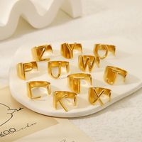 304 Stainless Steel 18K Gold Plated Modern Style Simple Style Asymmetrical Plating Letter Open Rings main image 5