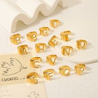 304 Stainless Steel 18K Gold Plated Modern Style Simple Style Asymmetrical Plating Letter Open Rings main image 4