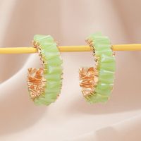 1 Pair Tropical Classic Style C Shape Plating Inlay Zinc Alloy Artificial Crystal 18k Gold Plated Ear Studs main image 3