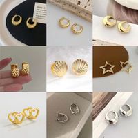 Wholesale Jewelry Elegant Luxurious Queen Star Heart Shape Shell Alloy 14k Gold Plated Plating Earrings main image 1