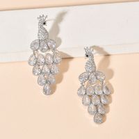 1 Pair Elegant Peacock Plating Inlay Copper Zircon White Gold Plated Drop Earrings main image 1