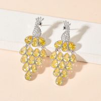 1 Pair Elegant Peacock Plating Inlay Copper Zircon White Gold Plated Drop Earrings main image 3