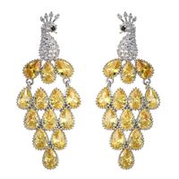 1 Pair Elegant Peacock Plating Inlay Copper Zircon White Gold Plated Drop Earrings main image 5