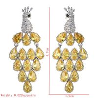 1 Pair Elegant Peacock Plating Inlay Copper Zircon White Gold Plated Drop Earrings sku image 1