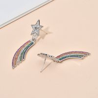 1 Pair Cute Luxurious Shiny Clouds Rainbow Star Asymmetrical Plating Inlay Copper Zircon White Gold Plated Drop Earrings main image 6