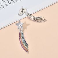 1 Pair Cute Luxurious Shiny Clouds Rainbow Star Asymmetrical Plating Inlay Copper Zircon White Gold Plated Drop Earrings main image 3