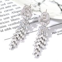 1 Pair Korean Style Tassel Plating Inlay Copper Zircon White Gold Plated Drop Earrings main image 1