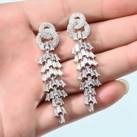 1 Pair Korean Style Tassel Plating Inlay Copper Zircon White Gold Plated Drop Earrings main image 6