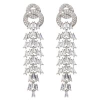 1 Pair Korean Style Tassel Plating Inlay Copper Zircon White Gold Plated Drop Earrings main image 5