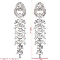 1 Pair Korean Style Tassel Plating Inlay Copper Zircon White Gold Plated Drop Earrings sku image 1