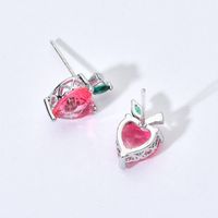 1 Pair Ig Style Heart Shape Plating Inlay Copper Zircon White Gold Plated Ear Studs main image 5