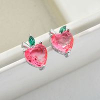 1 Pair Ig Style Heart Shape Plating Inlay Copper Zircon White Gold Plated Ear Studs main image 6