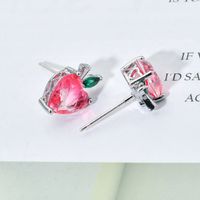 1 Pair Ig Style Heart Shape Plating Inlay Copper Zircon White Gold Plated Ear Studs main image 3