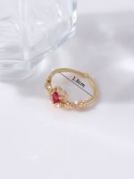 Copper Gold Plated Sweet Inlay Heart Shape Zircon Open Rings main image 2