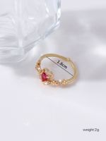Copper Gold Plated Sweet Inlay Heart Shape Zircon Open Rings main image 5