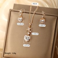 Lady Xuping Shiny Geometric Square Heart Shape Alloy Plating Inlay Artificial Gemstones 18k Gold Plated Women's Earrings Necklace main image 3