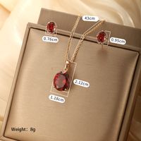 Lady Xuping Shiny Geometric Square Heart Shape Alloy Plating Inlay Artificial Gemstones 18k Gold Plated Women's Earrings Necklace main image 5