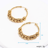 1 Pair Fashion Round Gold Plated Stainless Steel Gold Plated Hoop Earrings sku image 1