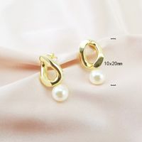 1 Pair Simple Style Geometric Polishing Plating Copper Alloy Pearl Gold Plated Drop Earrings main image 2