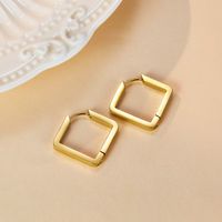 1 Pair French Style Square Irregular Stainless Steel Hoop Earrings main image 6